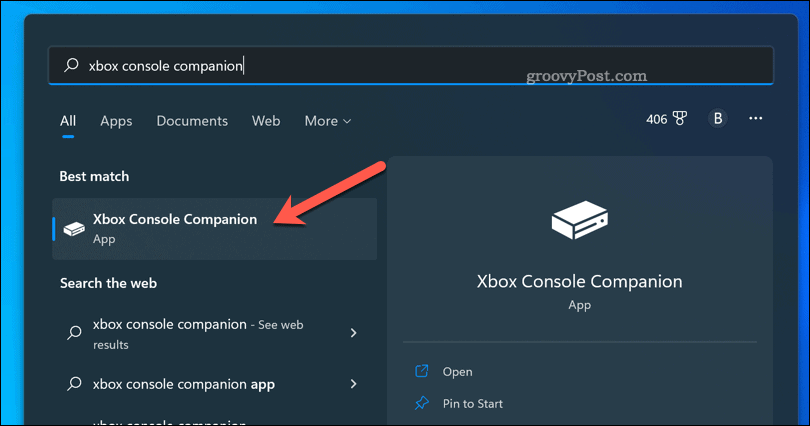 Abra la aplicación complementaria de Xbox en Windows 11