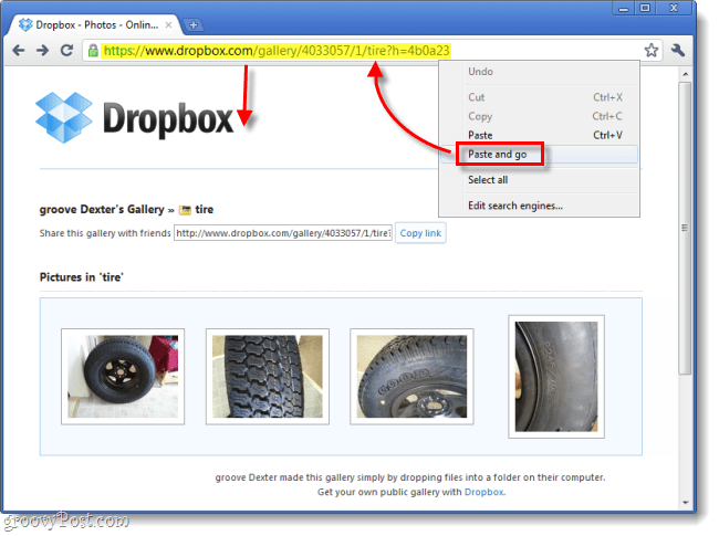 pegar enlace para ver Dropbox en línea
