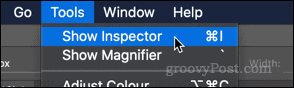 Mostrar la opción Inspector en la aplicación macOS Preview