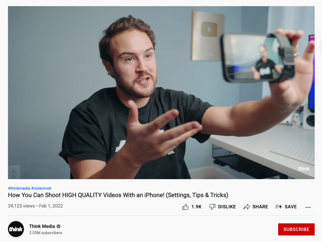 imagen de un video de YouTube sobre cómo grabar un video con iPhone