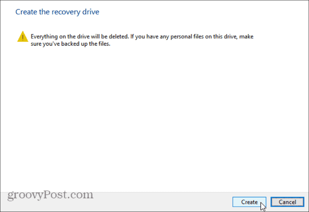 se eliminarán los datos de la unidad de recuperación de mensajes de Windows 11