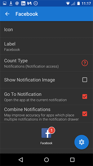 Configuración de la aplicación de notificación de Android para cada red social