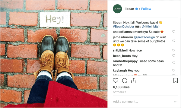 Clima otoñal, moda y filtros del Instagram de L.L. Bean.