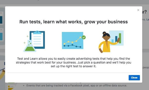 Facebook Business Manager lanza una nueva herramienta de prueba y aprendizaje.