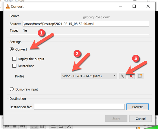 Establecer la configuración de conversión en VLC en Windows
