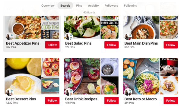 Consejos sobre cómo mejorar el alcance de Pinterest, ejemplo 3, ejemplo de tableros de Pinterest de Simple Pin Media