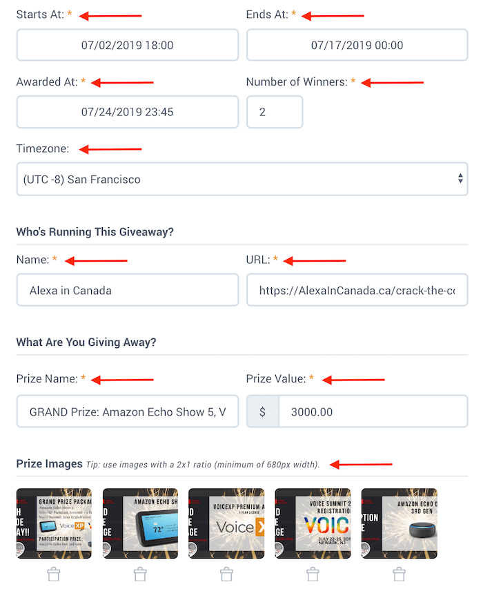 pasos para configurar el sorteo con KingSumo