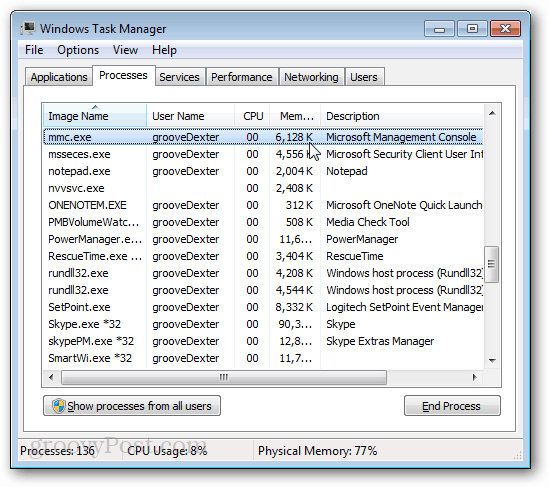 Windows Task Manager mmc.exe