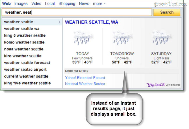 Yahoo Search Direct para el clima