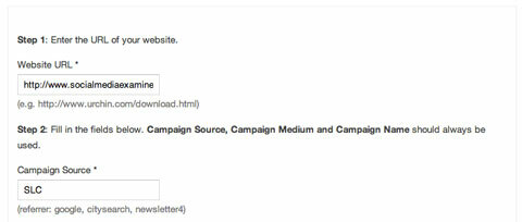 marcador de campaña slc en el creador de URL de Google