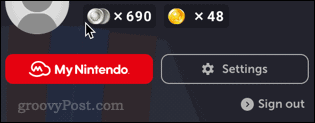Botón de configuración en línea de Nintendo