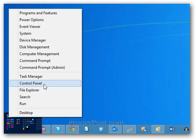 Panel de control Windows 8 Menú de encendido