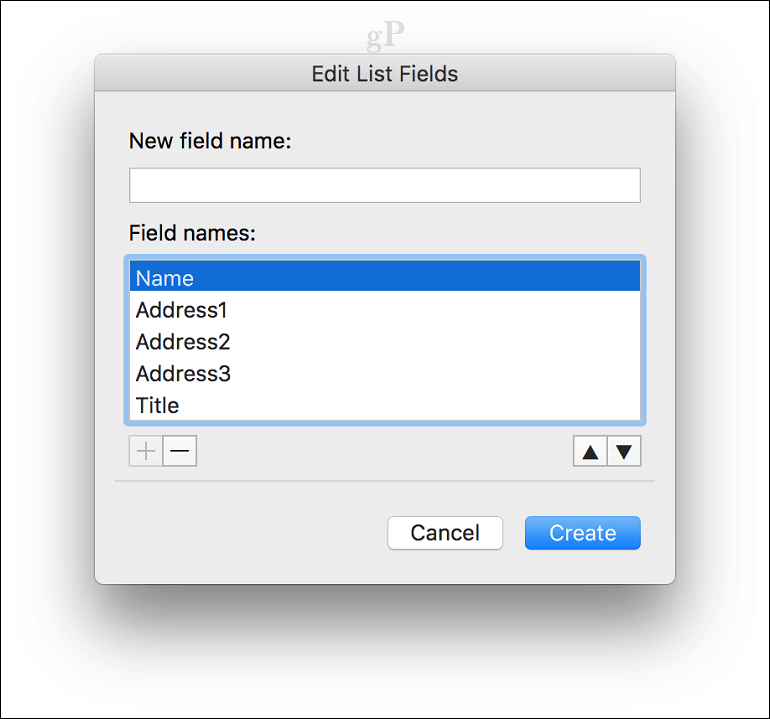 Microsoft Word para Mac Mail Merge - Nombres de campo
