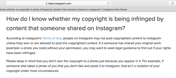 El centro de ayuda de Instagram describe algunas pautas de derechos de autor.