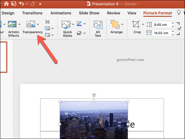 Botón de transparencia de PowerPoint