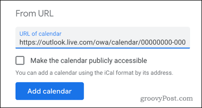 Agregar un calendario de Outlook a Google Calendar por URL