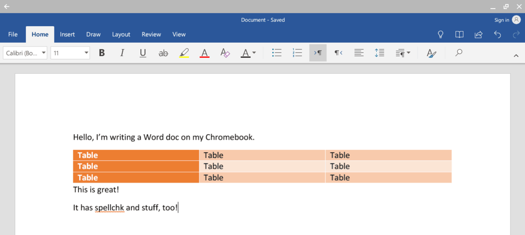 Microsoft Word en Chromebook