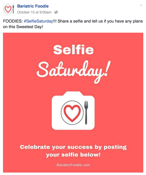 ejemplo de publicación social de sábado selfie