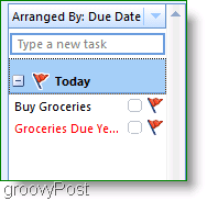 Captura de pantalla: Barra de tareas pendientes de Outlook 2007 