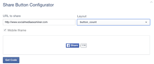 botón para compartir de Facebook configurado en URL