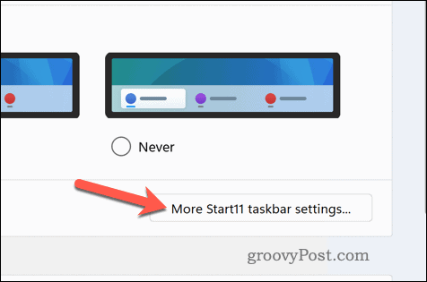 Más botón de configuración de la barra de tareas en Start11