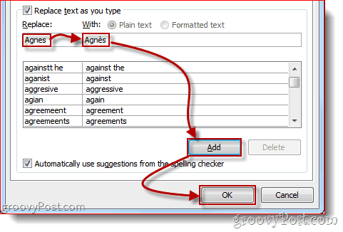 Opciones de Autocorrección de Word 2010