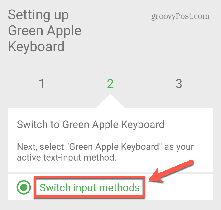 métodos de entrada de interruptor de teclado de manzana verde