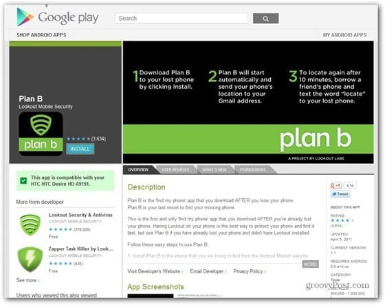 El Plan B encuentra su teléfono inteligente Android perdido o robado sin instalarlo primero