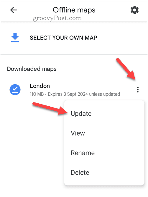 Actualizar un mapa de Google Maps sin conexión