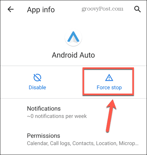 detención automática de la fuerza de Android