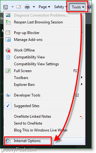 Internet Explorer 8 - seleccione herramientas> <noscript> <img style =