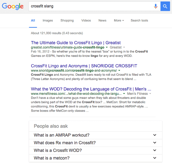 búsqueda de jerga de google crossfit