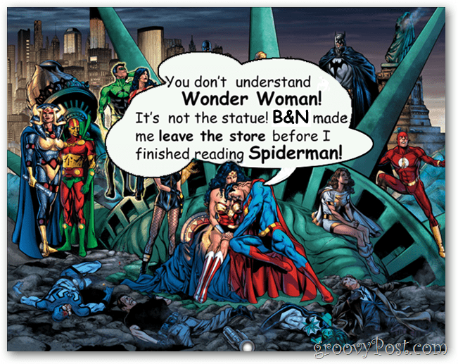 b & n echando cómics de DC