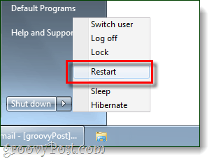 reiniciar la computadora con Windows 7