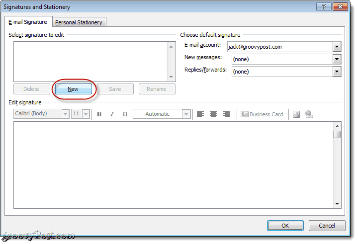 Adjunte la tarjeta de presentación en la firma de correo electrónico de Outlook 2010