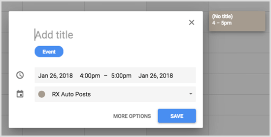 Agregar evento de Google Calendar