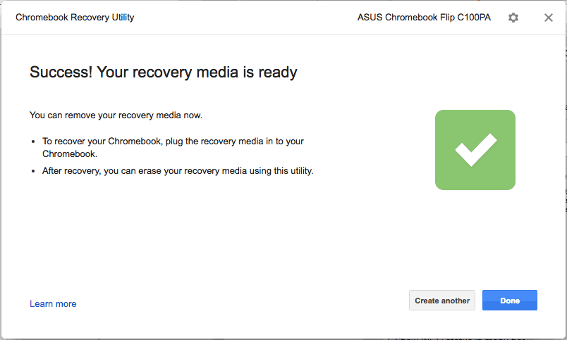 utilidad de recuperación de Chromebook éxito macos