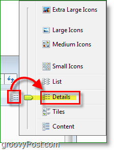 Captura de pantalla de Windows 7: ver detalles de búsquedas de archivos