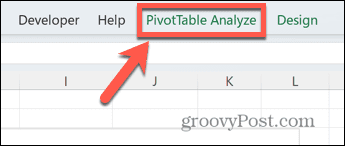 Pestaña de análisis pivotable de Excel