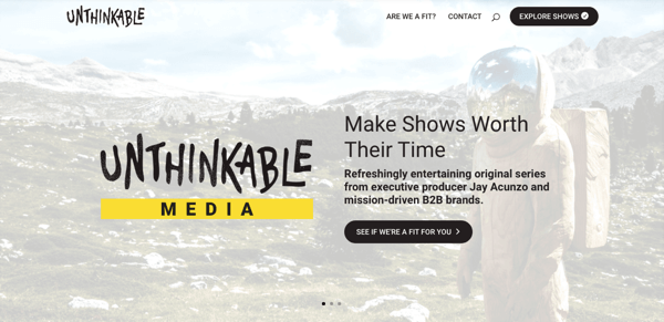 Captura de pantalla del sitio web Unithinkable.