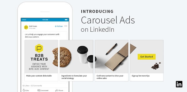 LinkedIn lanzó nuevos anuncios carrusel para contenido patrocinado que pueden incluir hasta 10 tarjetas deslizables personalizadas.