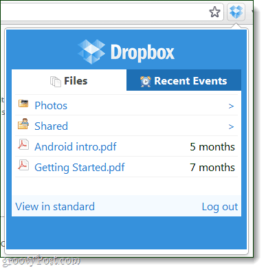 navegador de archivos de extensión de Dropbox
