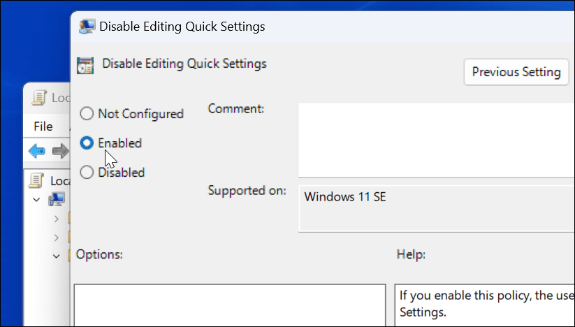 Evitar ediciones de configuración rápida en Windows 11