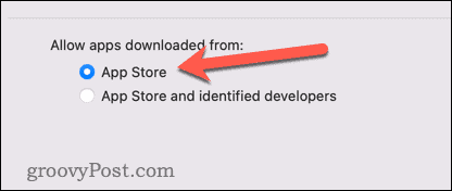 Permitir aplicaciones solo de la tienda de aplicaciones de Mac