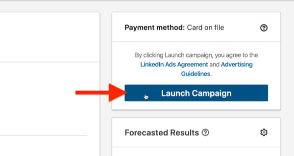 ejemplo de campaña publicitaria de linkedin botón de campaña de lanzamiento destacado