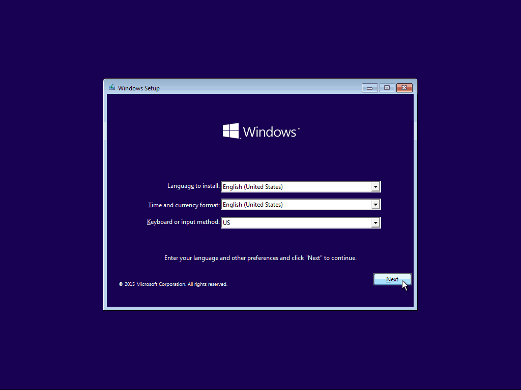 01 Configuración de idioma Windows 10 Clean Install