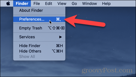 Abra Preferencias de Finder en su Mac
