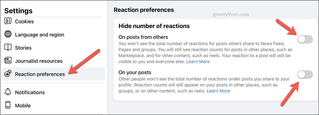 Cambiar las preferencias de reacción en Facebook