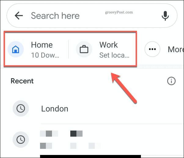 Iconos de direcciones de casa y trabajo de Google Maps