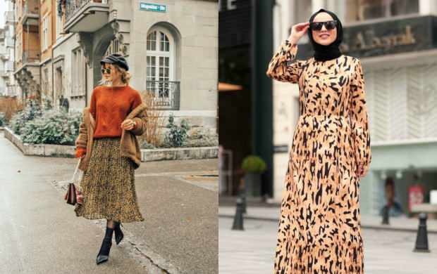 combinaciones de falda de leopardo hijab
